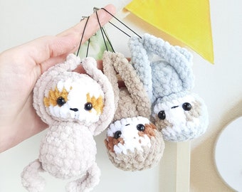 Häkelanleitung Faultier Schlüsselanhänger, Amigurumi Tutorial PDF in Englisch, Häkelanleitung für Hund PDF Weihnachtsgeschenk Baby shower