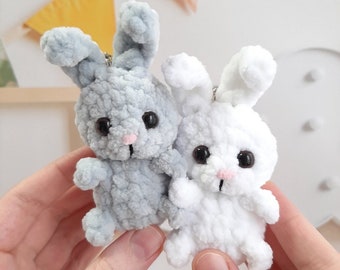 Crochet PATTERN Bunny keychain, Amigurumi tutorial PDF in English