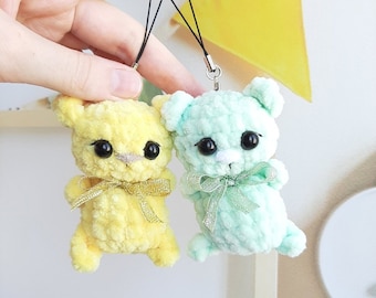 Crochet PATTERN Bear keychain, no sew, Amigurumi tutorial PDF in English