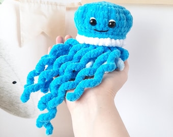 Crochet PATTERN jellyfish, no sew, Amigurumi tutorial PDF in English
