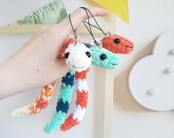 Crochet PATTERN Snake keychain, no sew, Amigurumi tutorial PDF in English