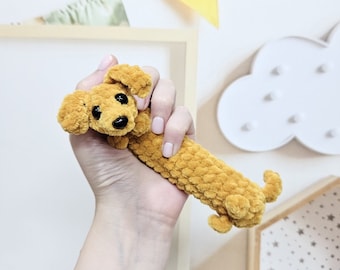 Häkelanleitung Dackel Schlüsselanhänger, Amigurumi Anleitung PDF in Englisch, gehäkelte Welpe Häkelanleitung PDF Weihnachtsgeschenk Babyparty