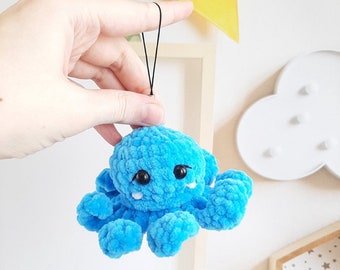 Crochet PATTERN octopus keychain, no sew, Amigurumi tutorial PDF in English, toy amigurumi handmade children's gift for the Christmas decor