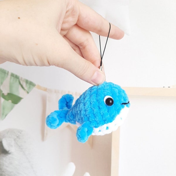 Crochet PATTERN Whale keychain, no sew, Amigurumi tutorial PDF in English