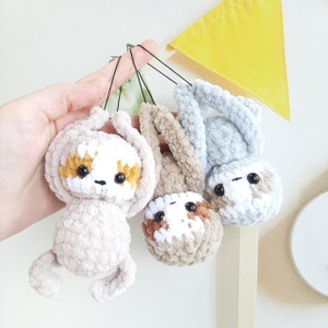 Crochet PATTERN Sloth keychain, Amigurumi tutorial PDF in English, dog crochet pattern PDF Christmas gift Baby shower image 1