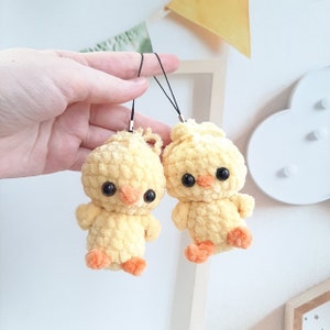 Crochet PATTERN Chick keychain, no sew, Amigurumi tutorial PDF in English, Easter Amigurumi Pattern, Easter Crochet