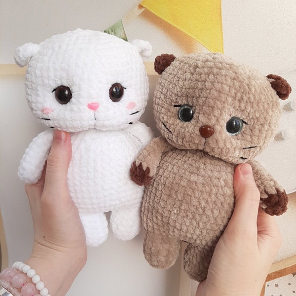 Crochet PATTERN Little kitten, no sew, Amigurumi tutorial PDF in English