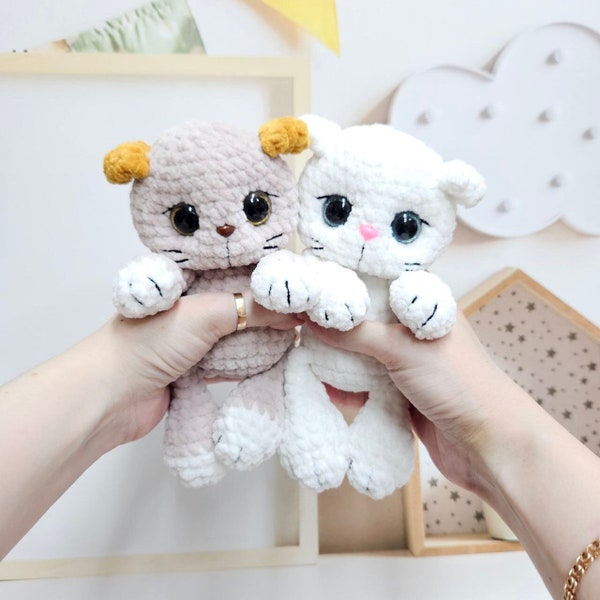 Crochet PATTERN Kitten, no sew, Amigurumi tutorial PDF in English