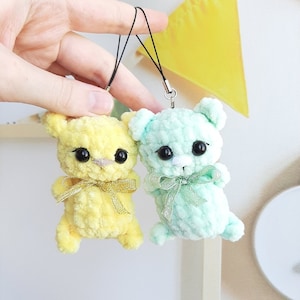 Crochet PATTERN Bear keychain, no sew, Amigurumi tutorial PDF in English