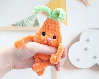 Crochet PATTERN Carrot keychain, no sew, Amigurumi tutorial PDF in English, Easter Amigurumi Pattern