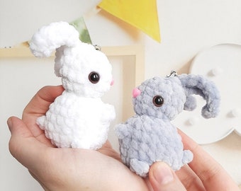Crochet Bunny Keychain PATTERN, No Sew Amigurumi (PDF Pattern)