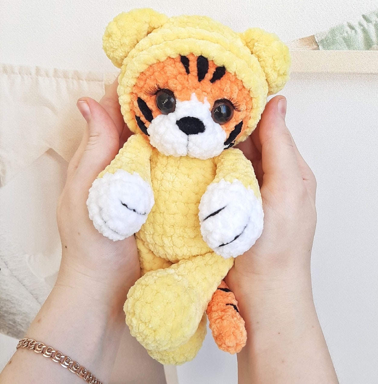 Crochet PATTERN tiger in pyjamas, Amigurumi tutorial in English