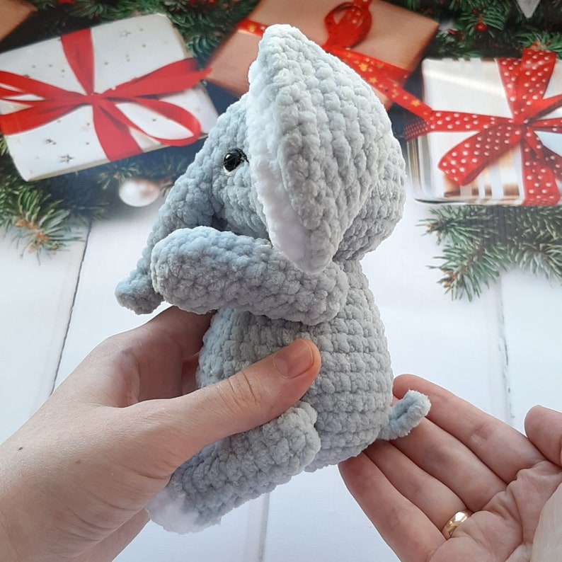 Patron au crochet éléphant, tutoriel Amigurumi PDF en anglais, cadeau enfant amigurumi fait main pour le cadeau de Noël animaux souvenir image 6