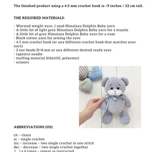 Orsetto PATTERN all'uncinetto, tutorial Amigurumi PDF in inglese, regalo per bambini fatto a mano amigurumi per gli animali souvenir regalo di Natale immagine 2