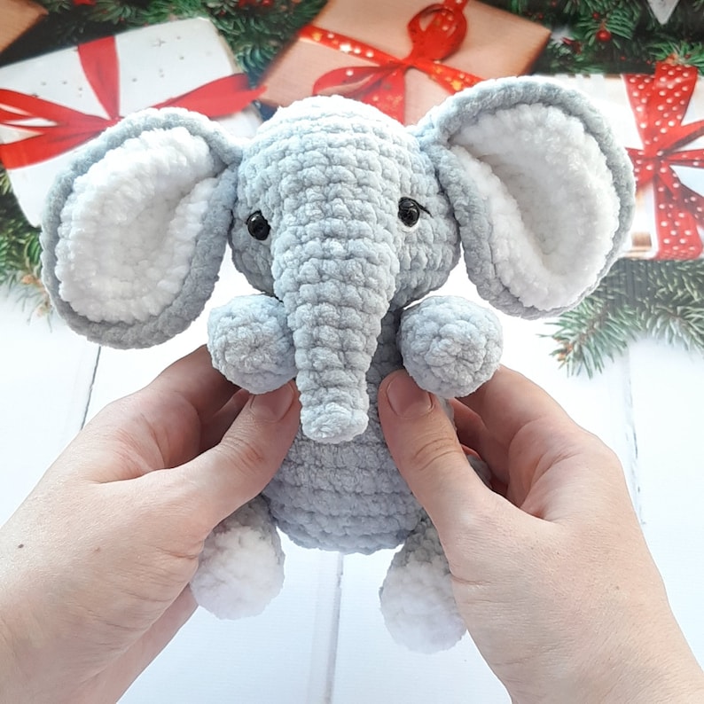 Patron au crochet éléphant, tutoriel Amigurumi PDF en anglais, cadeau enfant amigurumi fait main pour le cadeau de Noël animaux souvenir image 5