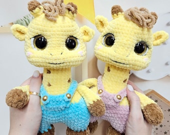 Crochet PATTERN Giraffe in overall, Amigurumi tutorial PDF in English