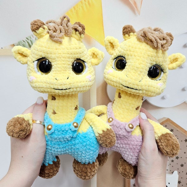 Crochet PATTERN Giraffe in overall, Amigurumi tutorial PDF in English