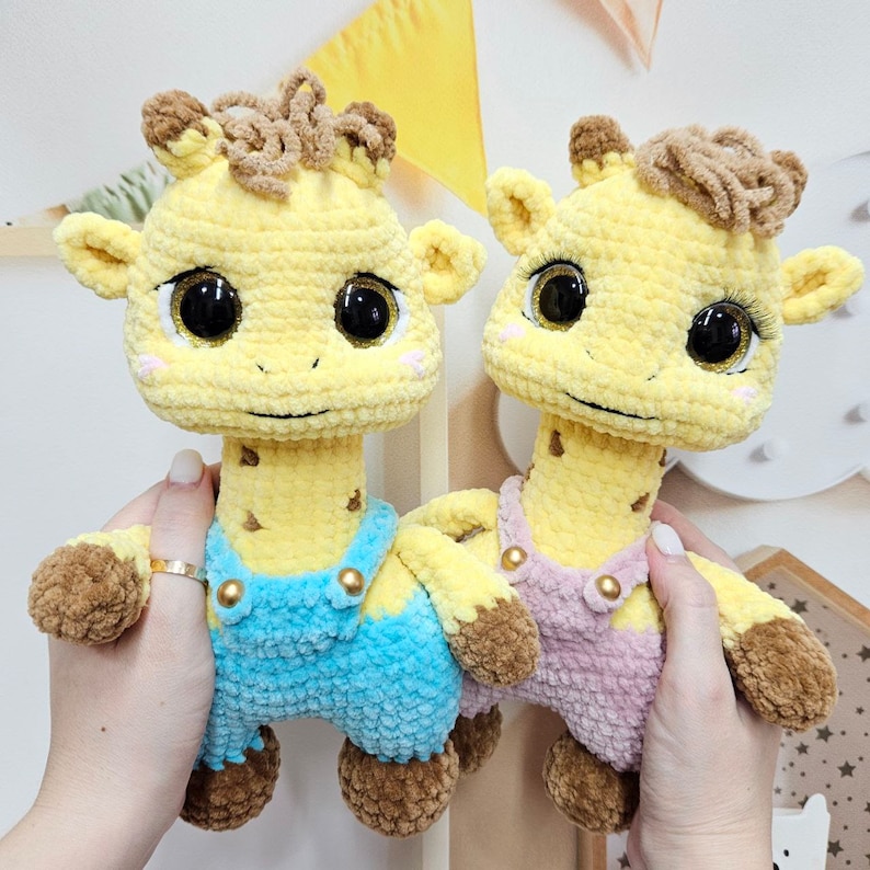 Crochet PATTERN Giraffe in overall, Amigurumi tutorial PDF in English image 1