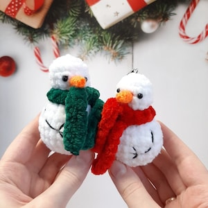 Crochet PATTERN snowman keychain, no sew, Amigurumi tutorial PDF in English