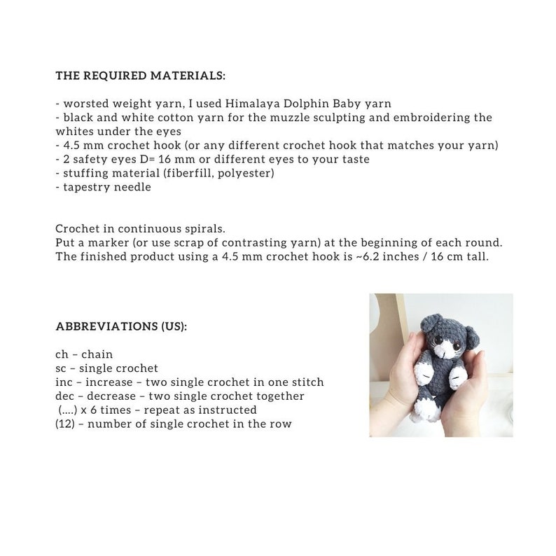 Crochet PATTERN Kitten, Cat, Amigurumi tutorial PDF in English image 2