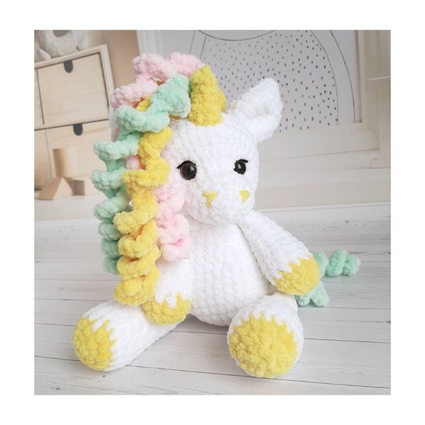 Gehaakt PATROON eenhoorn, pdf-tutorial met amigurumi in het Engels, Engels, instant pdf-download