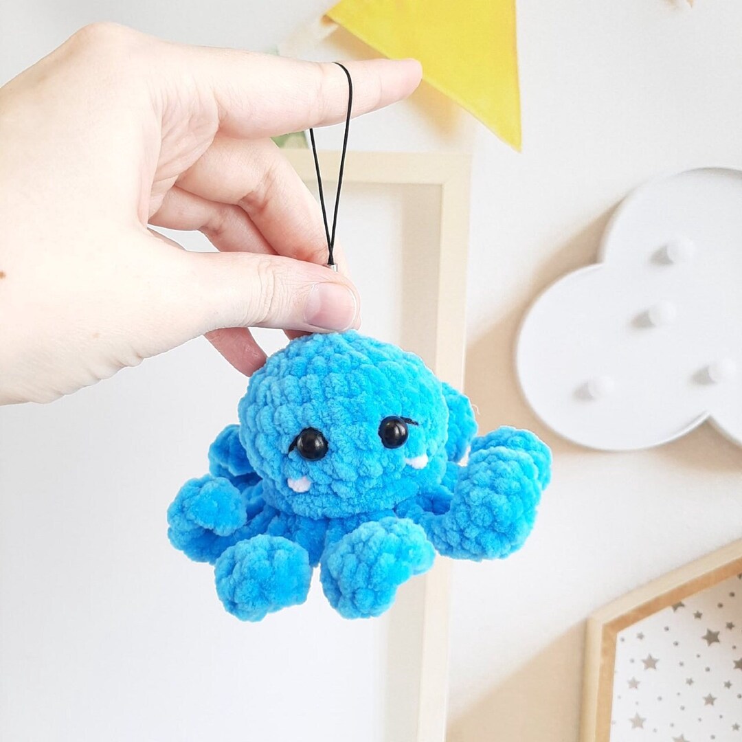 Crochet PATTERN Octopus Keychain, No Sew, Amigurumi Tutorial PDF in