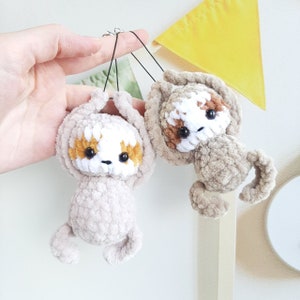 Crochet PATTERN Sloth keychain, Amigurumi tutorial PDF in English, dog crochet pattern PDF Christmas gift Baby shower image 3