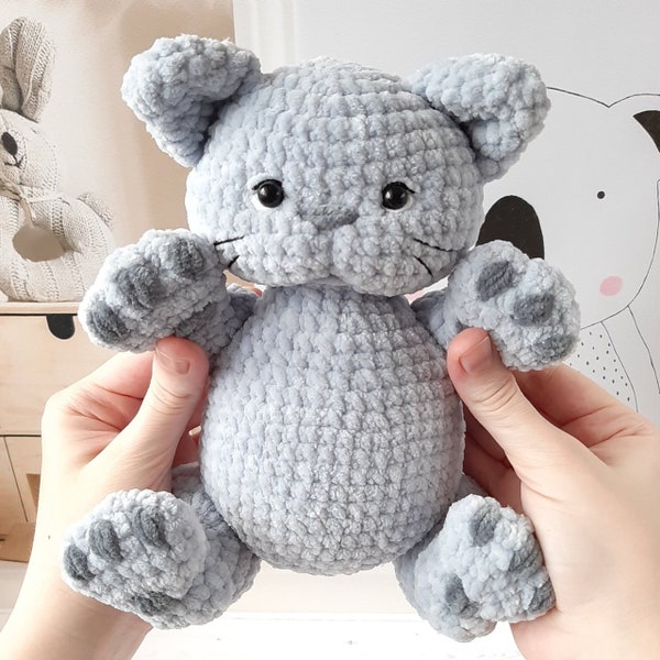 HAAKPATROON Kat, Kitten, Amigurumi tutorial PDF in het Engels