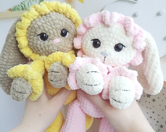 Crochet PATTERN bunny in pajamas, Amigurumi tutorial in English, stuffed toy bunny, easter gift