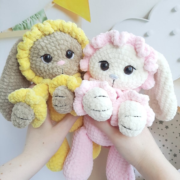 Szydełkowy wzór króliczka w piżamie, poradnik Amigurumi w języku angielskim, pluszowy króliczek, prezent wielkanocny