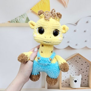 Crochet PATTERN Giraffe in overall, Amigurumi tutorial PDF in English image 2