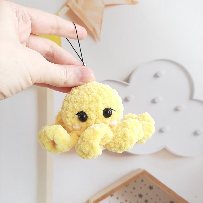 Crochet PATTERN Octopus Keychain No Sew Amigurumi Tutorial Etsy