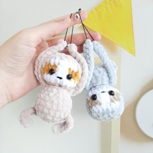 Crochet PATTERN Sloth keychain, Amigurumi tutorial PDF in English, dog crochet pattern PDF Christmas gift Baby shower image 2