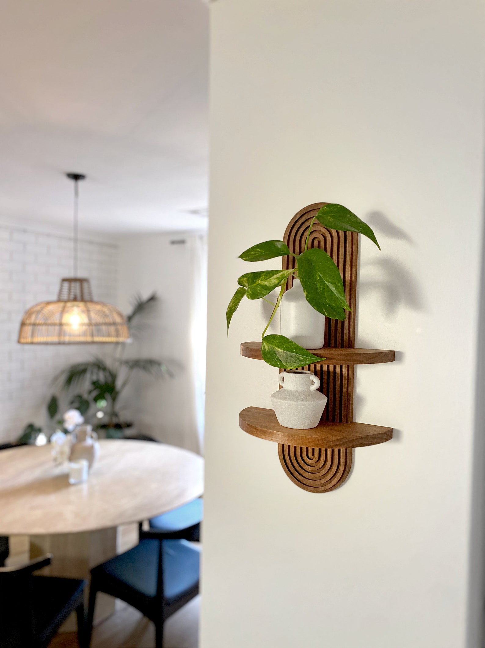 Midcentury Modern Wall Shelf With Arched Wood Design Single Etsy Canada