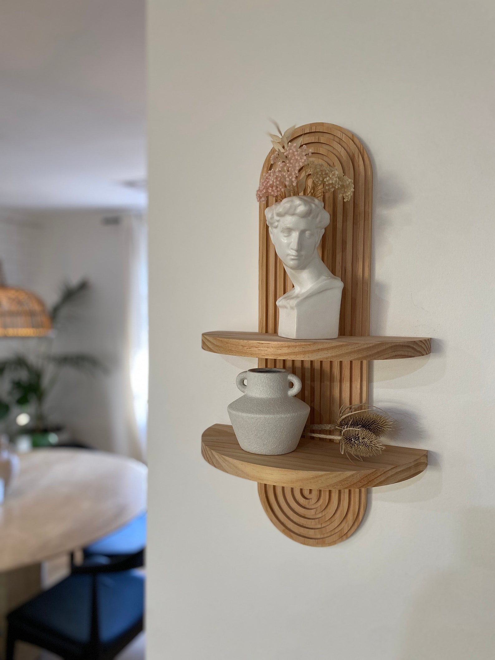 Midcentury Modern Wall Shelf With Arched Wood Design Single Etsy Canada