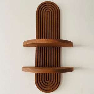 Arched Wood Wall Shelf: Mid-Century Modern Display - Walnut or Natural