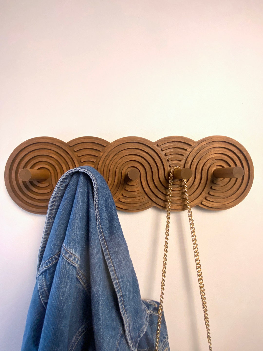 Mid-century Modern Wall-mounted Coat Rack | Walnut or Natural Colours ...