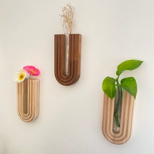 Wand-Vermehrungsstation aus Holz – Hängender Pflanzenhalter mit Reagenzglas aus Glas – Wand-Pflanzgefäß-Dekoration für den Innenbereich – handgefertigtes Geschenk für Naturliebhaber