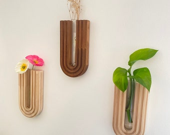 Wooden Wall Propagation Station: Glass Test Tube Planter Decor