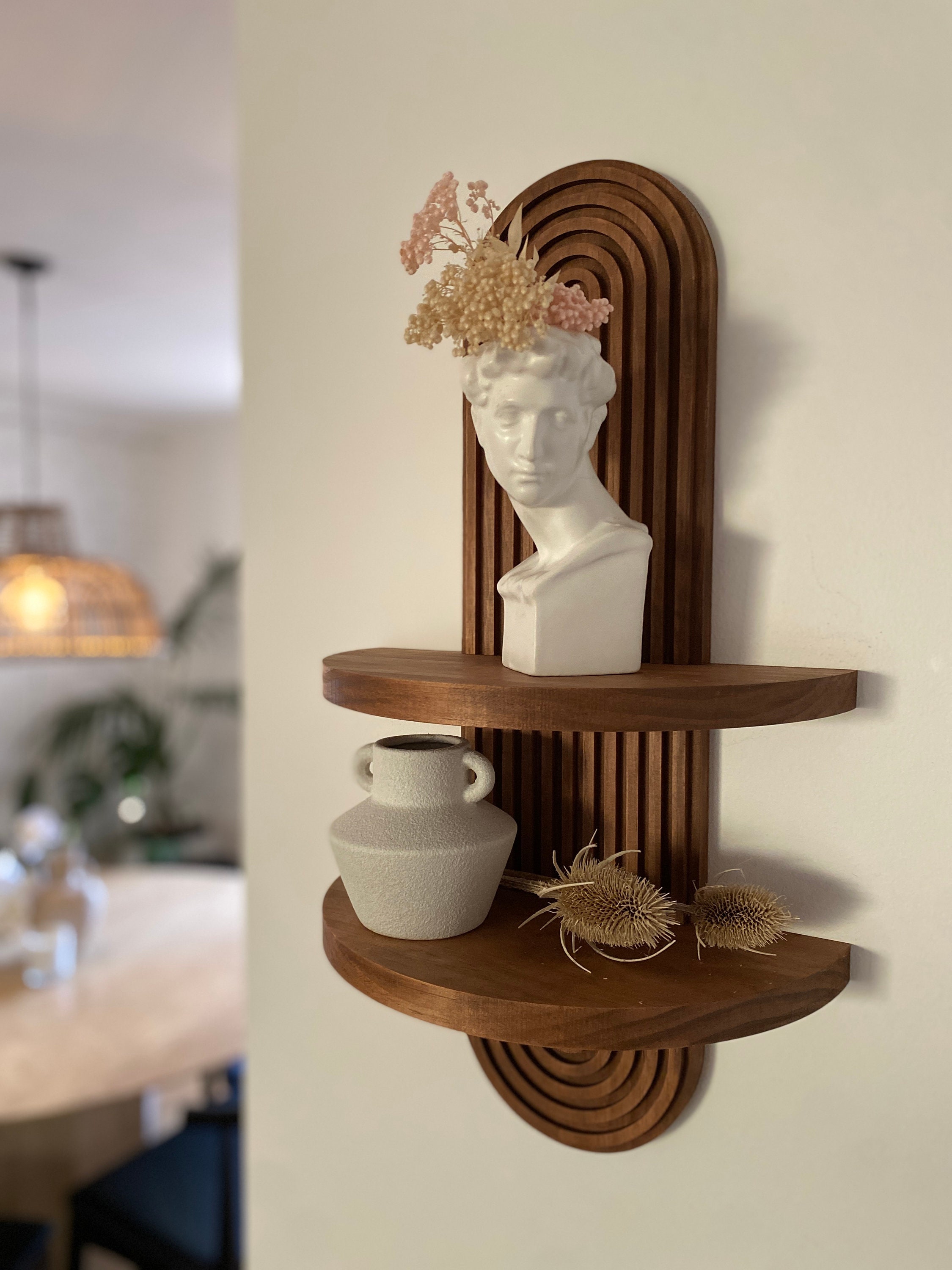 Midcentury Modern Wall Shelf With Arched Wood Design Single Etsy Canada