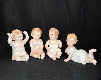 Vintage Collectible Bisque Piano Babies Boy and Girl