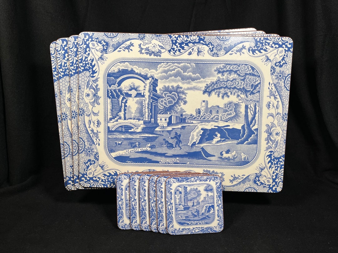 Spode Blue Italian Placemats and Coasters Set Made in England Etsy