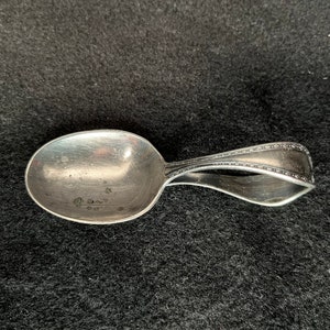 Vintage Community Plate Sheraton Curved Bent Handle Baby Feeding Spoon