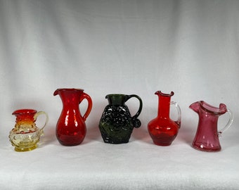 Collection of MCM Art Glass Mini Pitchers
