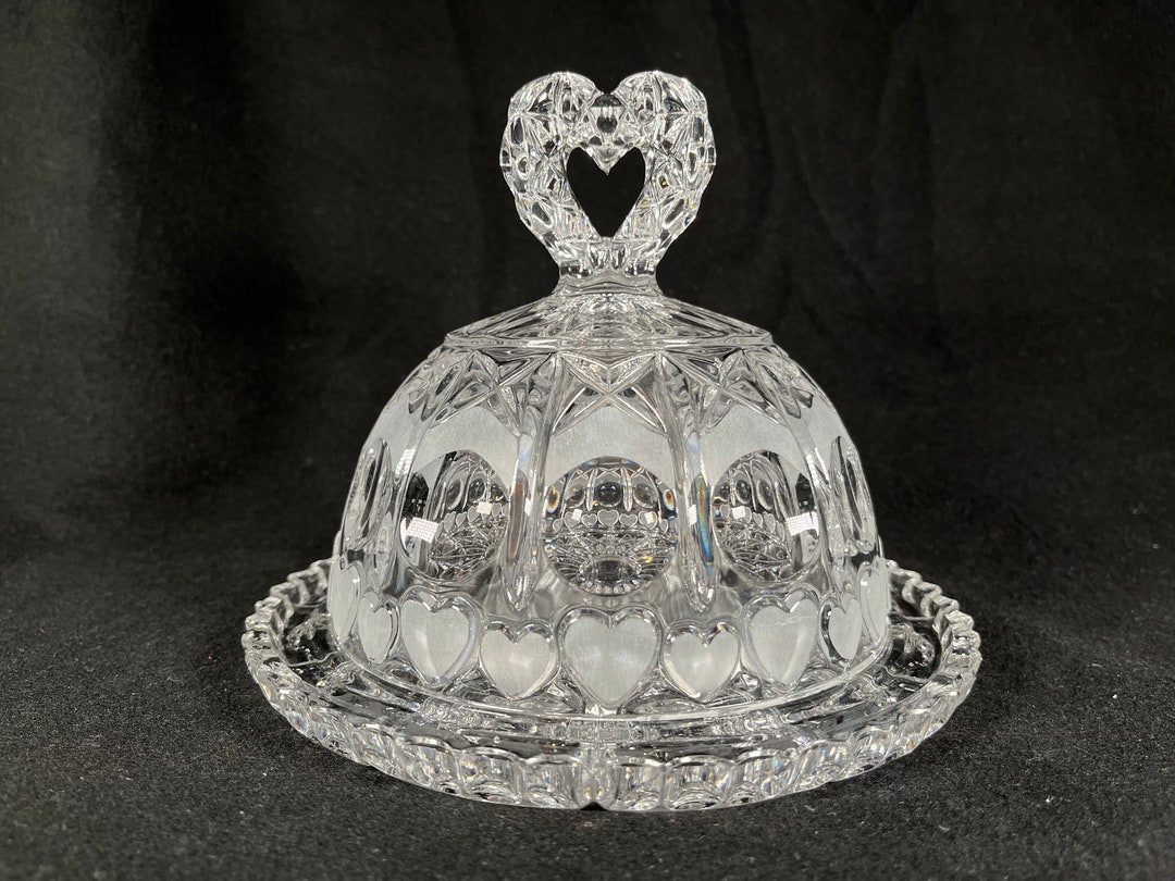 Echt Bleikristall Crystal Cheese Dish With Heart Shaped Handle Etsy