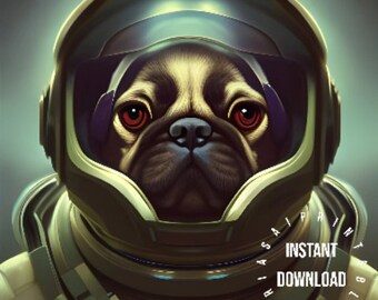 Astronaut Dog Digital Print