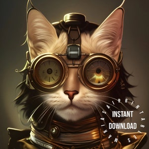 Steampunk Cat Digital Print