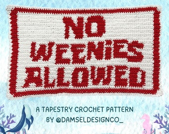 Motif de tapisserie au crochet interdit aux Weenies | PDF UNIQUEMENT | Motif de suspension murale au crochet rouge et blanc | Téléchargement instantané