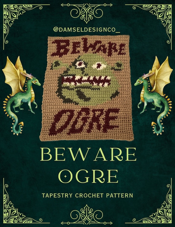 Beware Ogre Tapestry Crochet Pattern: Wall Hanging (PDF Pattern)
