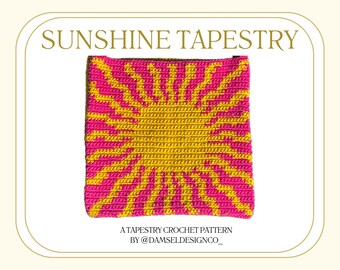 Sunshine Tapestry Crochet Pattern | Crochet Sun Wall Hanging | PDF ONLY | Instant Download | Pink Yellow